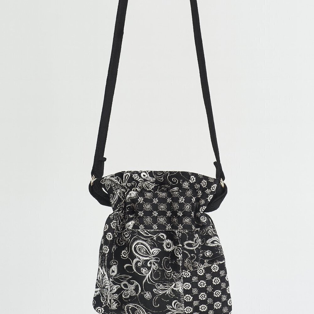 Chic Black & White Patterned Crossbody Bag Small